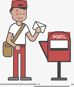 手绘卡通邮件邮箱邮递员