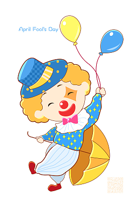 免抠卡通手绘拿着气球的小丑