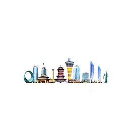 城市的厦门手绘免扣png