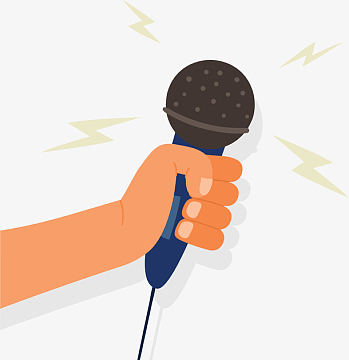 手拿话筒现场采访