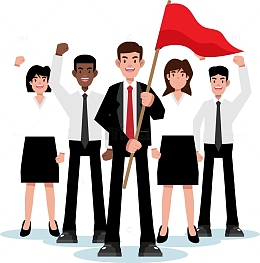 拿着红旗公司领导