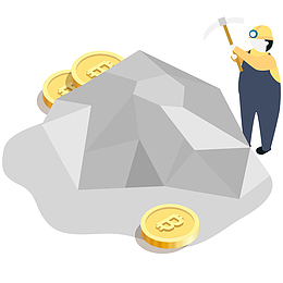 旷工挖金矿矢量插画