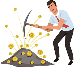 矢量男子正在挖金矿