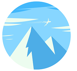 手绘蓝色雪山免抠图