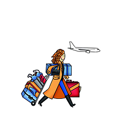 拖着大堆行李赶飞机