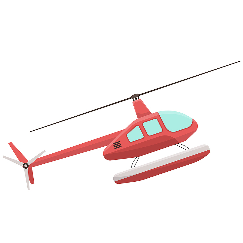 卡通红色的直升飞机设计