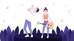 免抠卡通手绘草丛里的演唱会