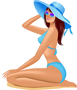 卡通穿比基尼的美女