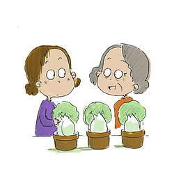 卡通手绘种大白菜
