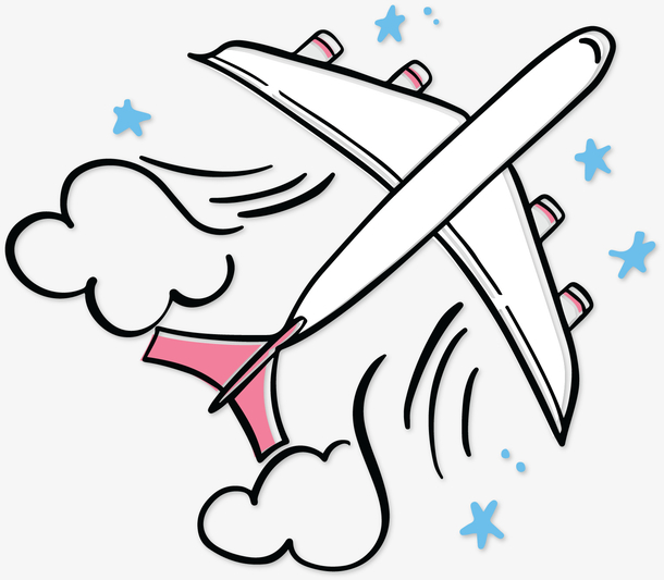 卡通手绘白色飞机