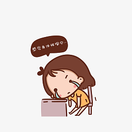 卡通头靠在桌上感觉身体被掏空的