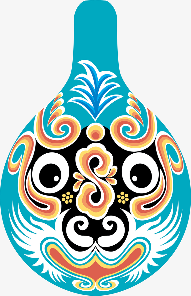 卡通蓝色矢量脸谱图