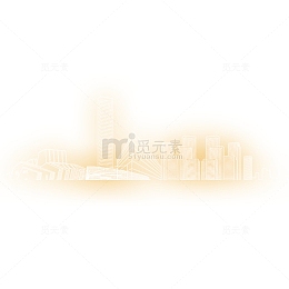 金色城市线稿元素