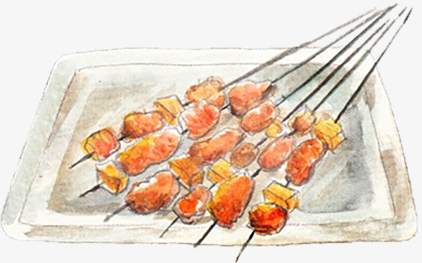 新疆羊肉串的简笔画图片