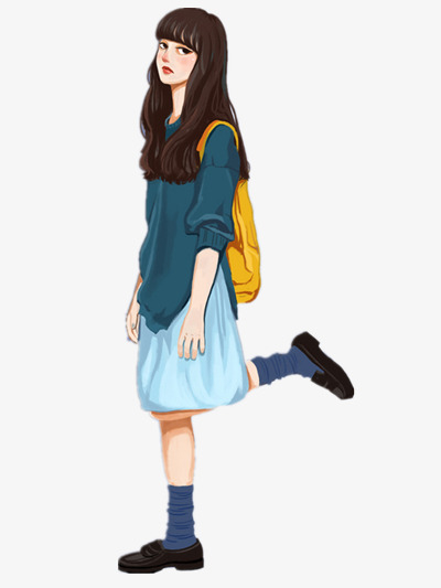 手绘女孩免抠素材免费下载_觅元素51yuansu.com