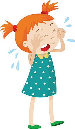 伤心哭泣的卡通女孩