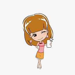卡通自拍的漂亮女孩素材