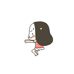 卡通深蹲练习的女孩素材