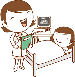 正在做B超的孕妇