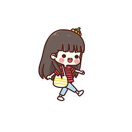 卡通走路上班的女孩素材