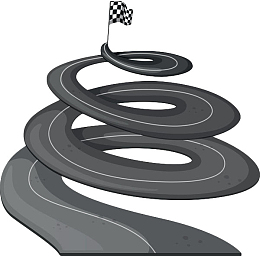 灰色手绘盘旋公路