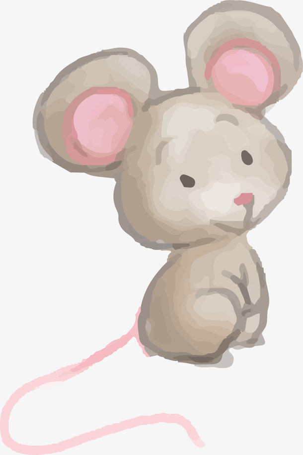 可爱灰色水彩老鼠