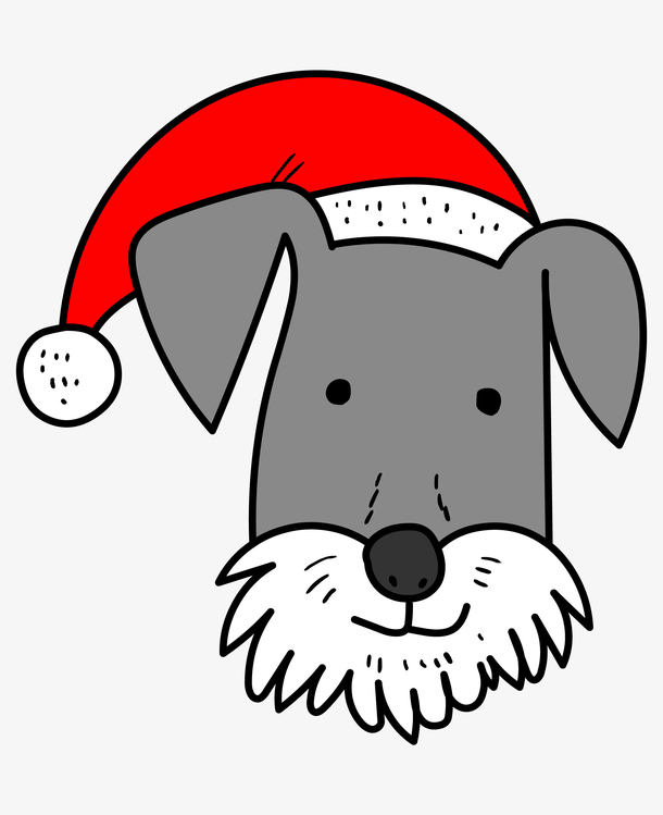 手绘卡通动物头像红色圣诞帽