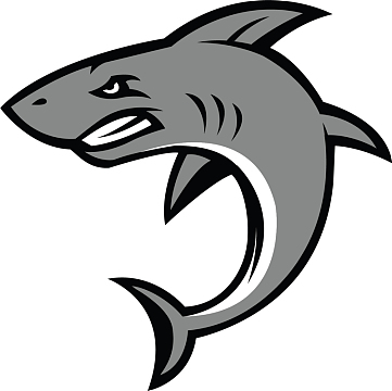 灰色凶猛卡通鲨鱼