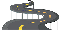 手绘矢量柏油公路桥