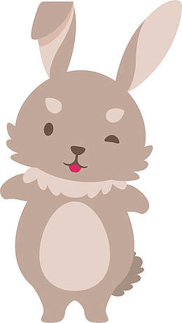 矢量卡通灰色小兔