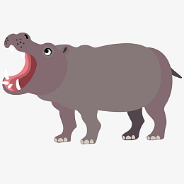 灰红色卡通张嘴的河马