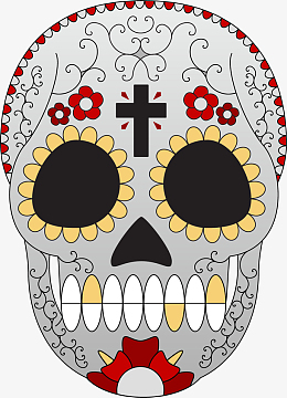 灰色矢量卡通亡灵骷髅