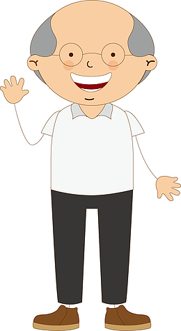 矢量图卡通老爷爷