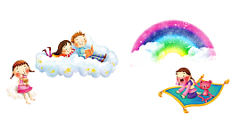 卡通魔法儿童天空插画