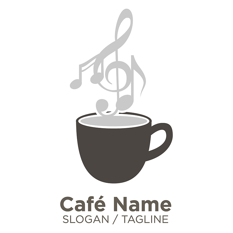 灰色音乐矢量咖啡logo
