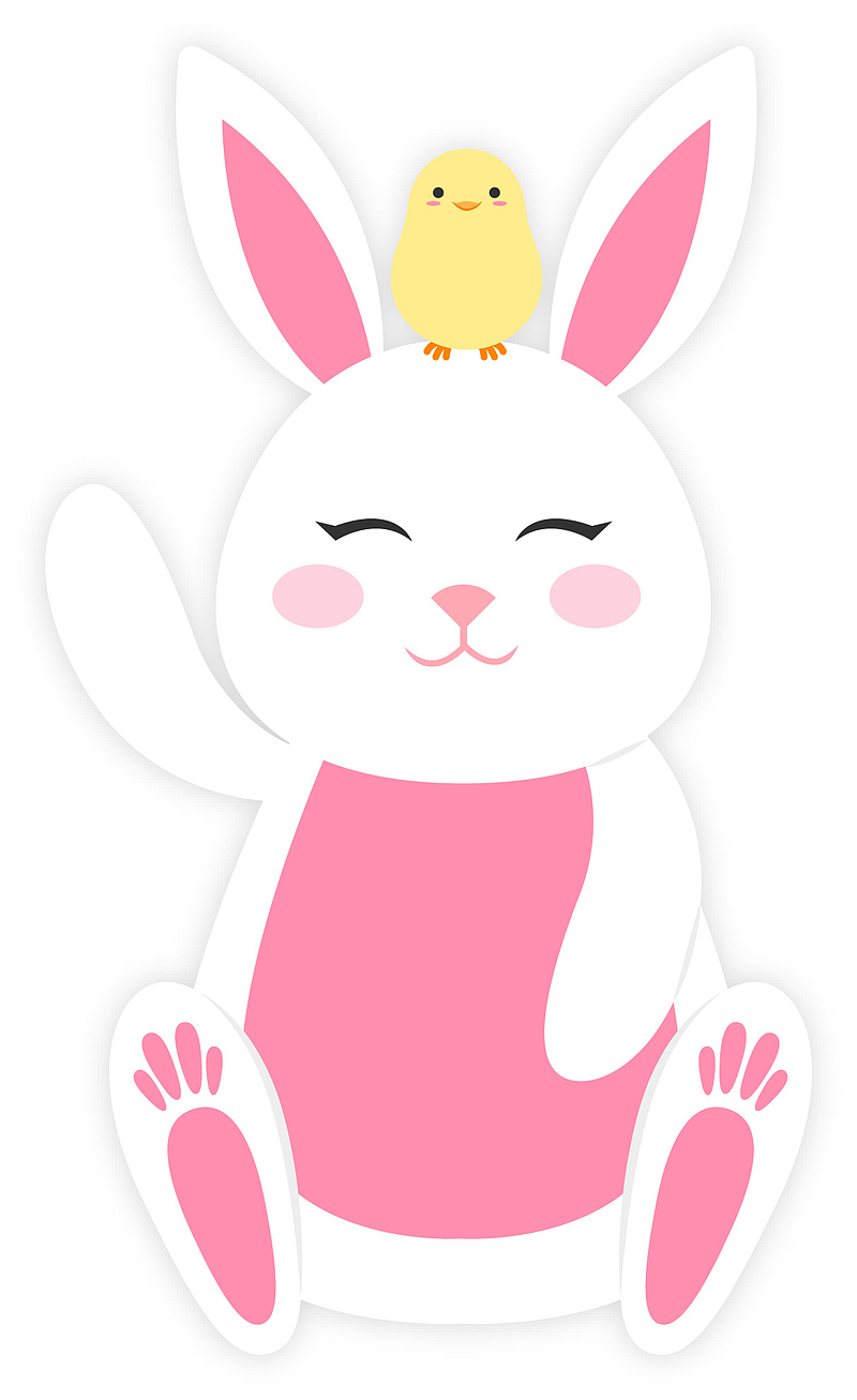 水彩手绘复活节彩色兔子素材