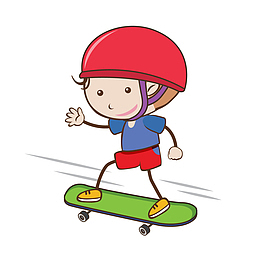 玩滑板男孩矢量图