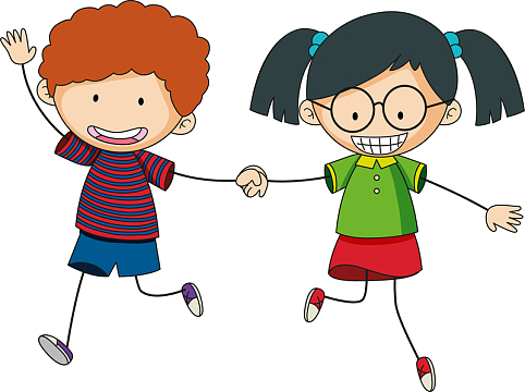 手拉手的可爱小孩