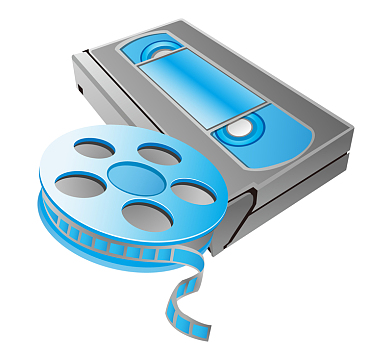 蓝色手绘的录像带