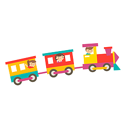 矢量手绘卡通儿童玩具火车免抠图