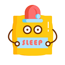 黄色扁平化睡眠卡通图标