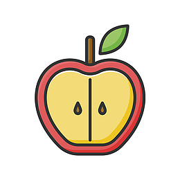 红色切开的苹果元素