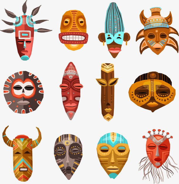 脸谱面具造型矢量素材