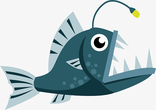 蓝色卡通凶恶灯笼鱼