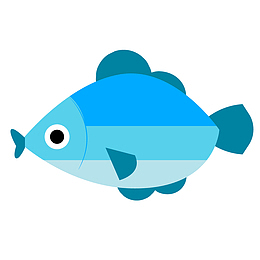 蓝色彩鱼手绘卡通鱼类水族矢量素