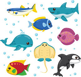 可爱卡通海洋生物