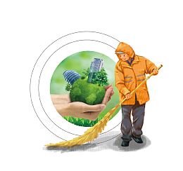 卡通环卫工人插画免抠