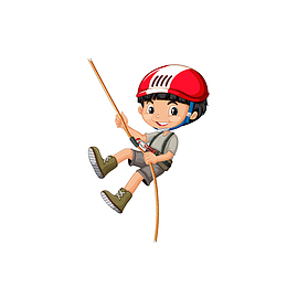 卡通爬山攀岩的男子素材