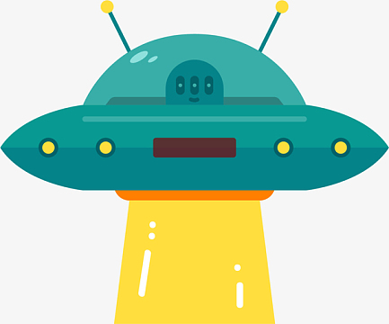 绿色卡通外星人飞船