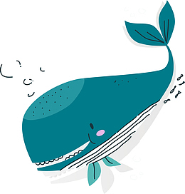 绿色扁平可爱鲸鱼